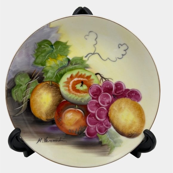Vintage Hand Painted Porcelain Plates w/ Fruit Designs Yamauchi & Isihara 7.5" - Picture 6 of 8